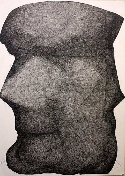 Head, 2001, ink on paper, 110x73 cm © Robin Vermeersch
