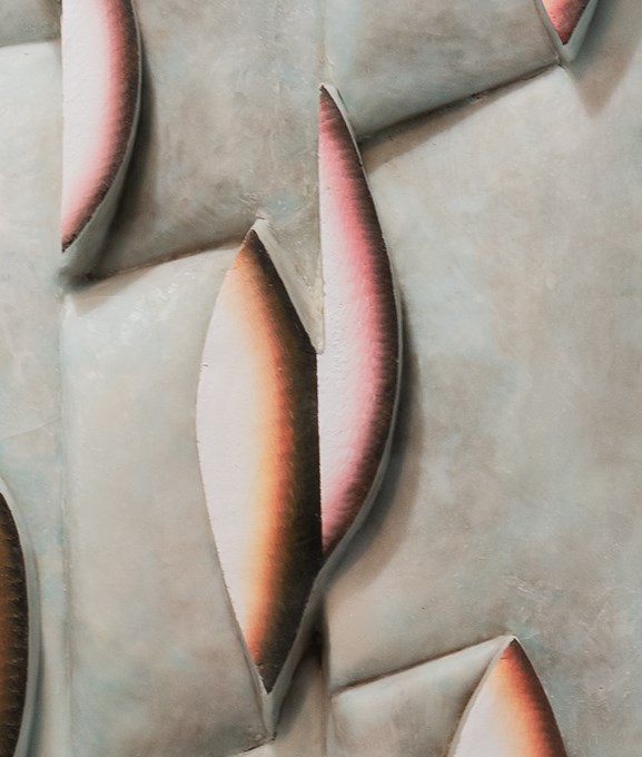 Detail large reliëf, 2022, oilpaint, wax, acrylic polyester, 170x125 cm (picture Jelle Vans) © Robin Vermeersch