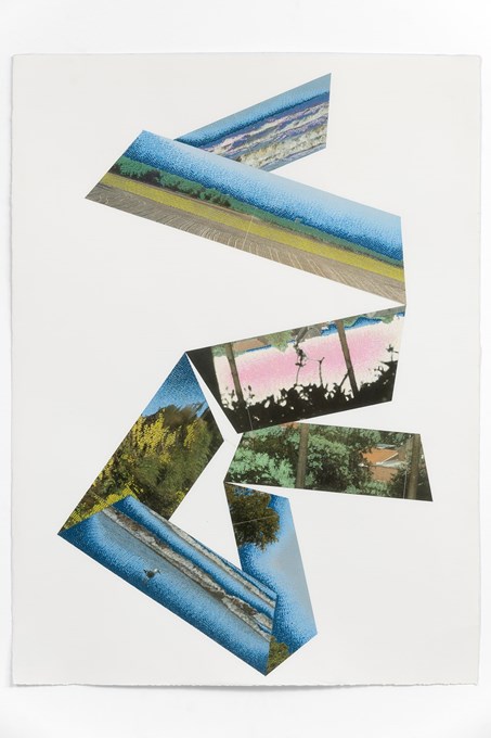 Folded landscape 1, 2021, collage & acrylmarker, 80 x 57 cm (picture David Samyn) © Robin Vermeersch