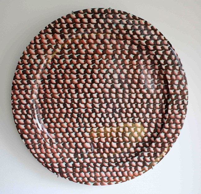Druk patroon, 2011, porselein, onderglazuur, 75x75 cm © Robin Vermeersch