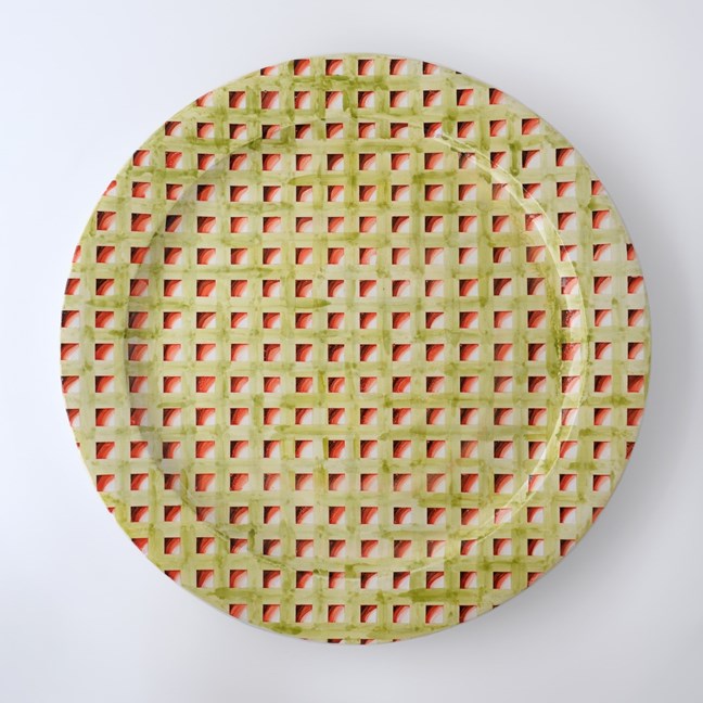 Groen patroon, 2011, porselein, onderglazuur, 75x75 cm © Robin Vermeersch